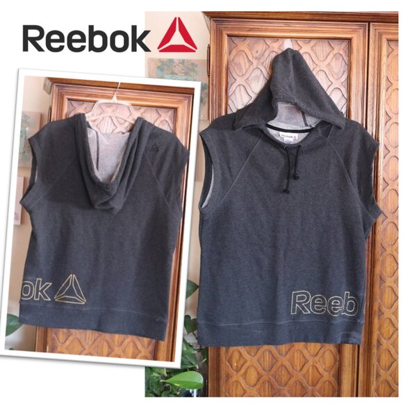 REEBOK Studio Training Sleveless Hoodie Style# REW174TS07002 - Heather Black, M - Picture 1 of 16